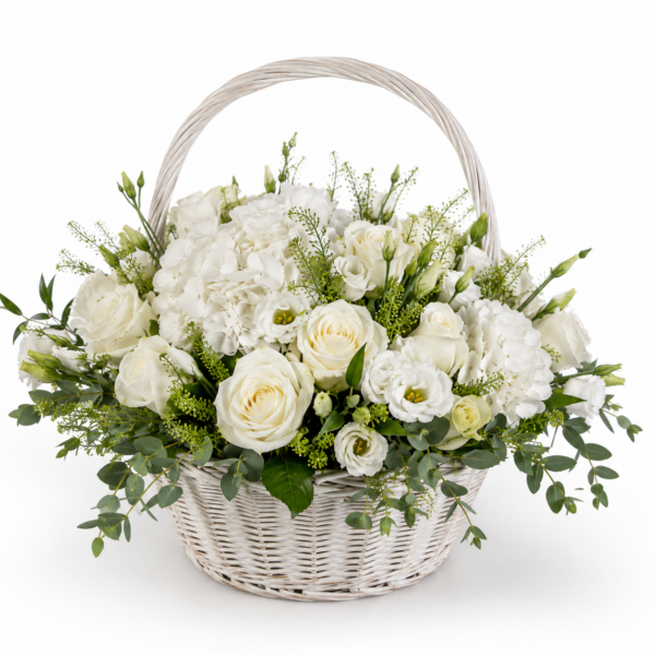 White Flower Basket