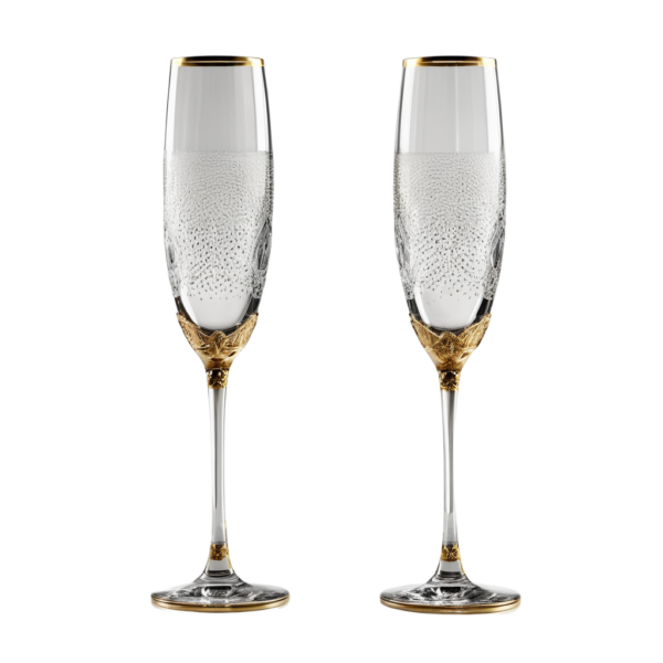 Crystal Champagne Flutes with Gold Trim