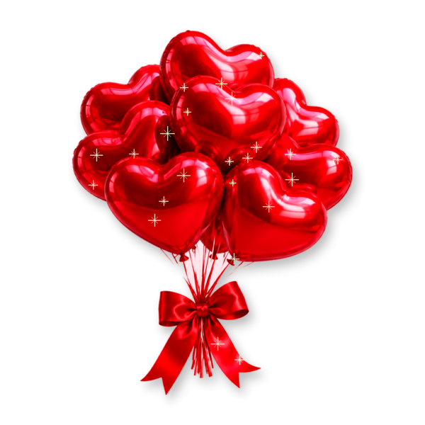Ruby Heart Balloon Cluster