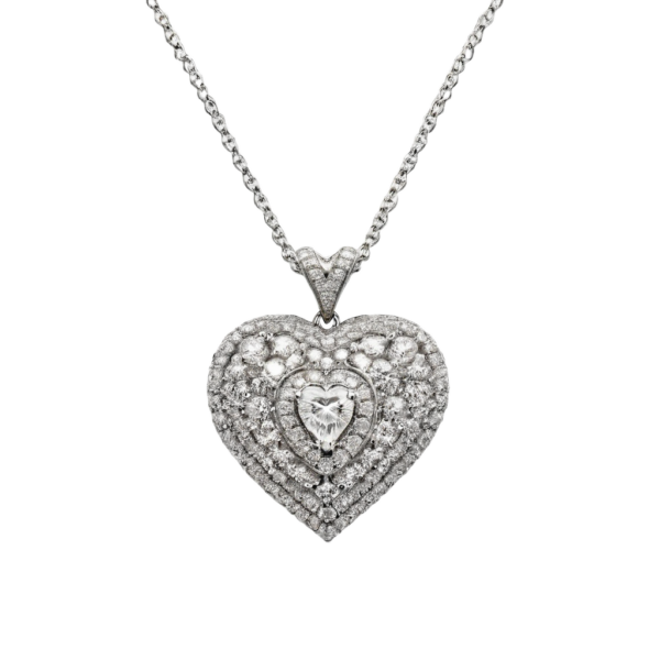 Diamond-Encrusted Heart Pendant Necklace