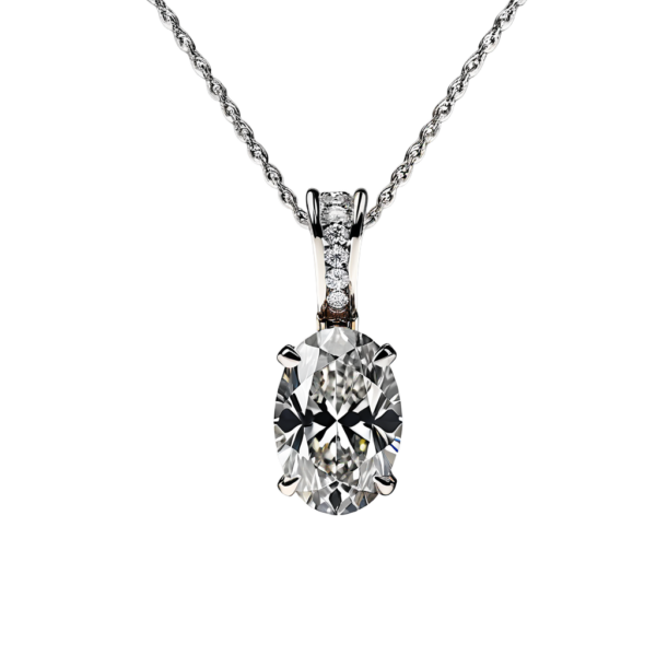 Diamond Oval Pendant Necklace