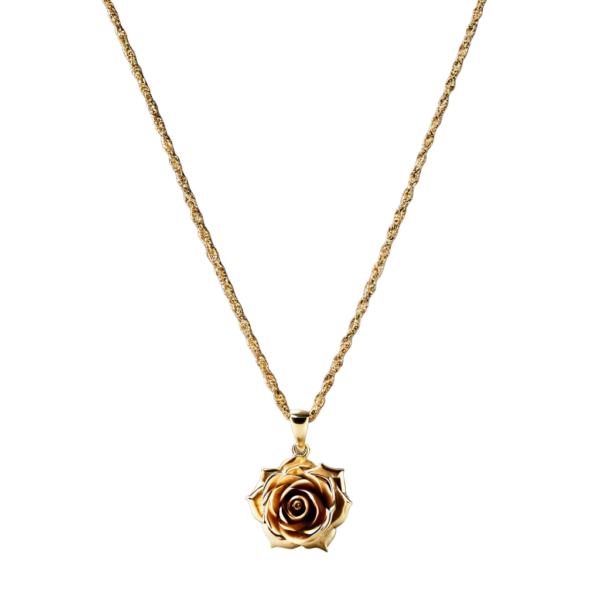 Gold Rose Pendant Necklace