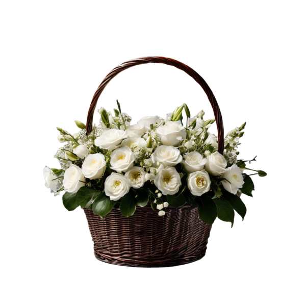 White Flower Basket
